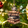 Personalized Book Ornament, Book Stacks Wooden Ornament, Book Lovers Christmas CF103 - Kindlytoys