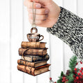 Personalized Book Ornament, Book Stacks Wooden Ornament, Book Lovers Christmas CF103 - Kindlytoys