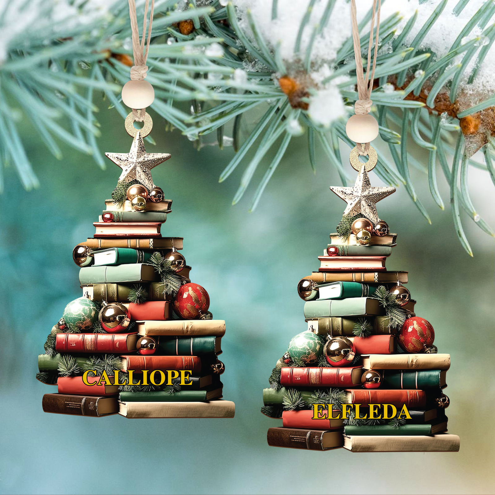 Personalized Christmas Book Tree Name Ornament, Book Lover Gift, Bookworm Gifts CF113 - Kindlytoys
