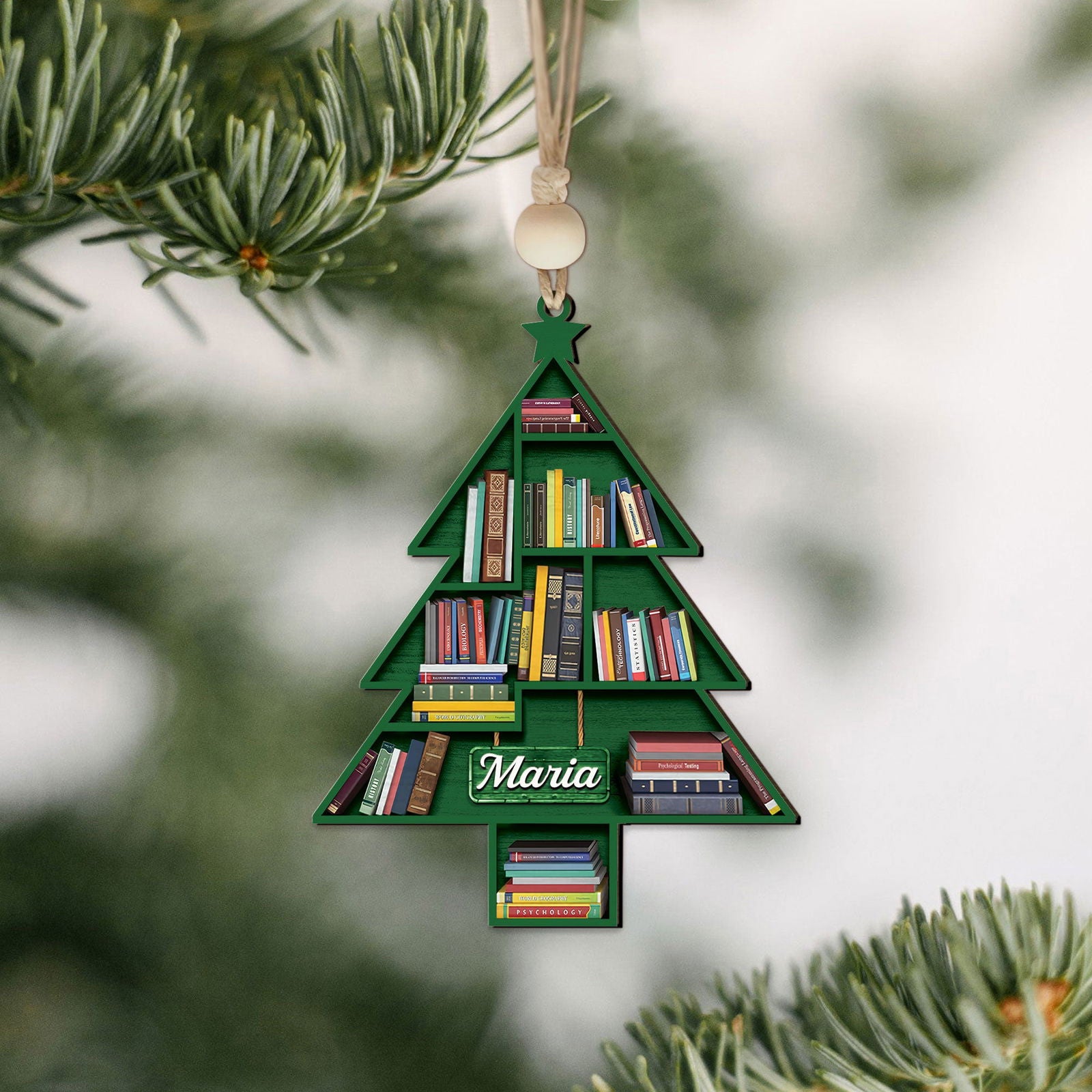 Personalized Christmas Book Tree Ornament, Book Lover Gift, Bookworm Gifts CF158 - Kindlytoys