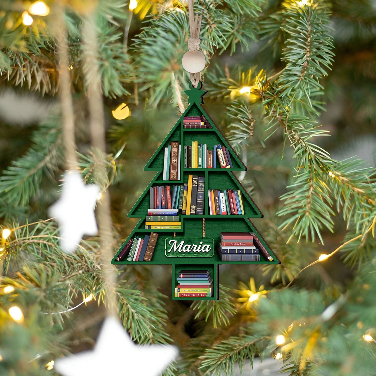 Personalized Christmas Book Tree Ornament, Book Lover Gift, Bookworm Gifts CF158 - Kindlytoys