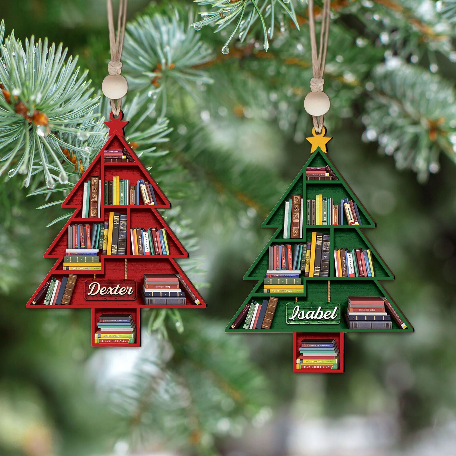 Personalized Christmas Book Tree Ornament, Book Lover Gift, Bookworm Gifts CF158 - Kindlytoys