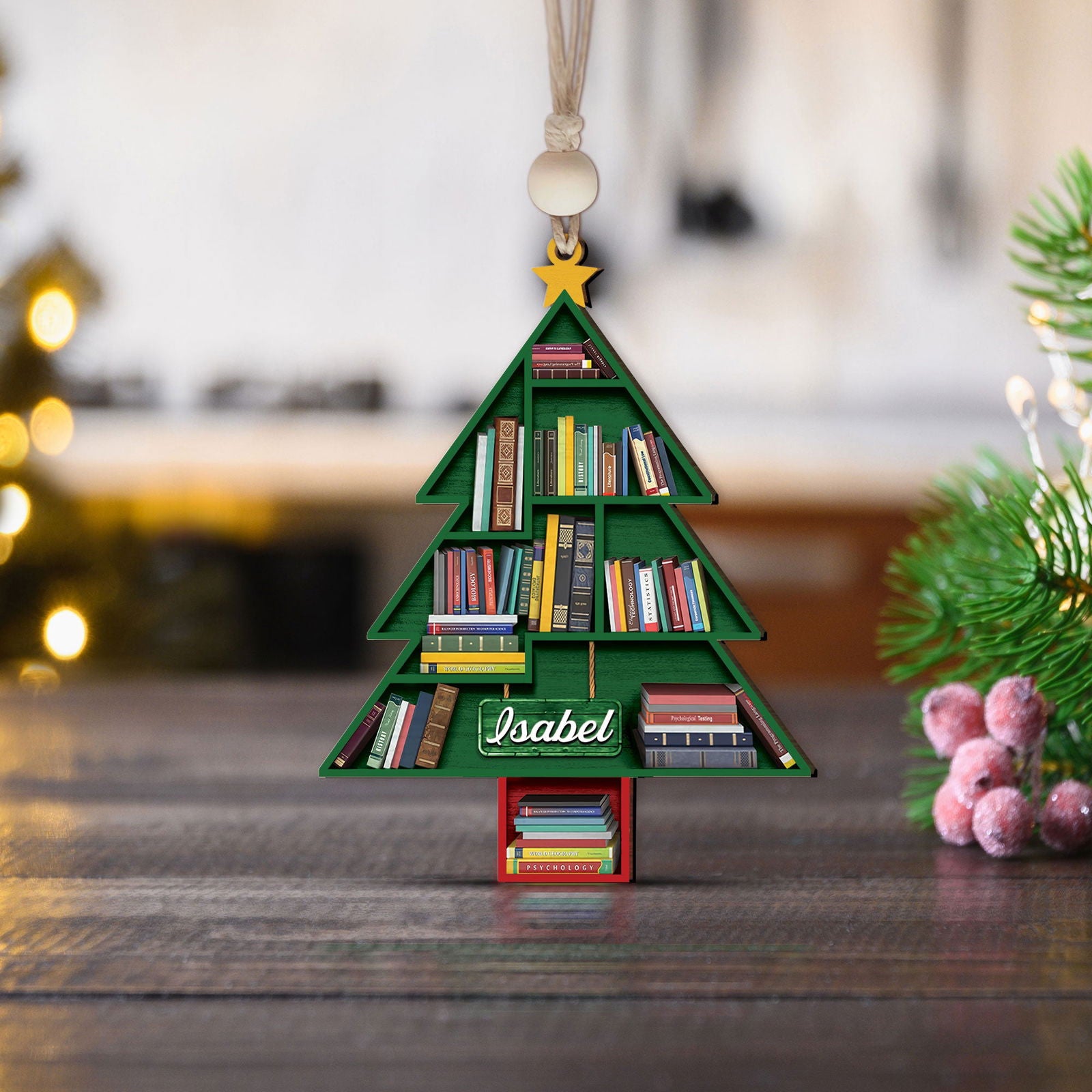 Personalized Christmas Book Tree Ornament, Book Lover Gift, Bookworm Gifts CF158 - Kindlytoys
