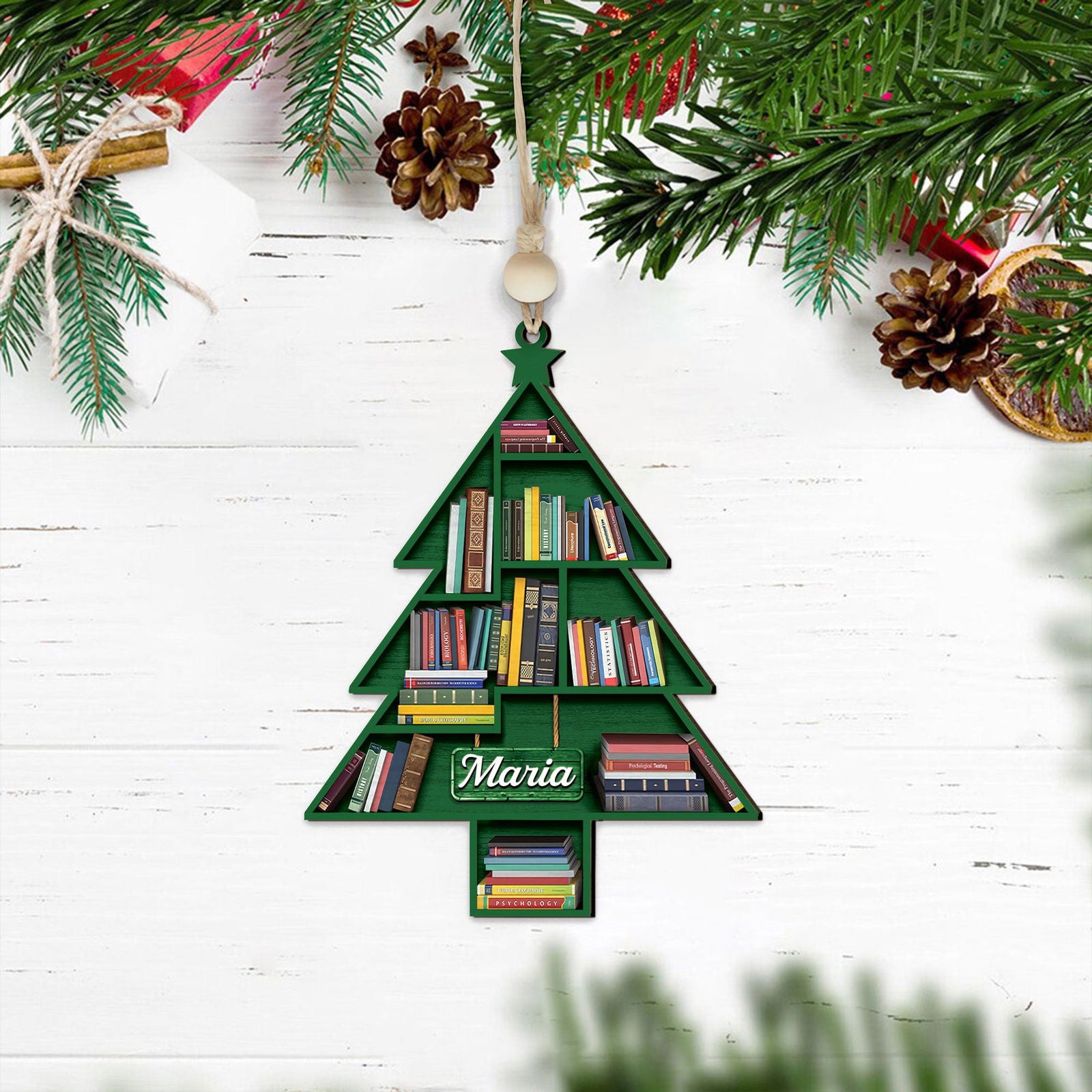 Personalized Christmas Book Tree Ornament, Book Lover Gift, Bookworm Gifts CF158 - Kindlytoys