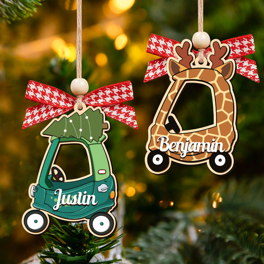 Personalized Christmas Cozy Coupe Baby Ornament, Wooden Baby Car Ornament CF626 - Kindlytoys