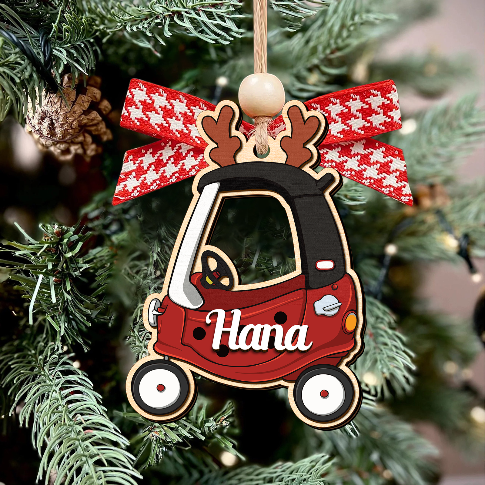 Personalized Christmas Cozy Coupe Baby Ornament, Wooden Baby Car Ornament CF626 - Kindlytoys