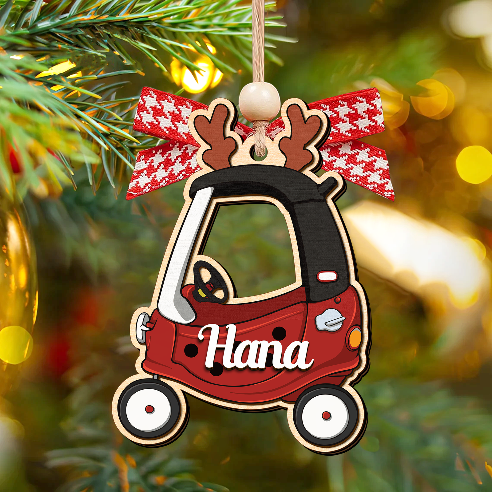 Personalized Christmas Cozy Coupe Baby Ornament, Wooden Baby Car Ornament CF626 - Kindlytoys