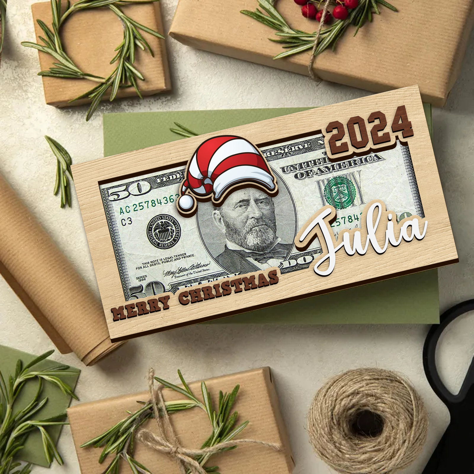 Personalized Christmas Money Holders, Christmas Party Cash Holder Gift, Santa Money Cards MH43 - Kindlytoys