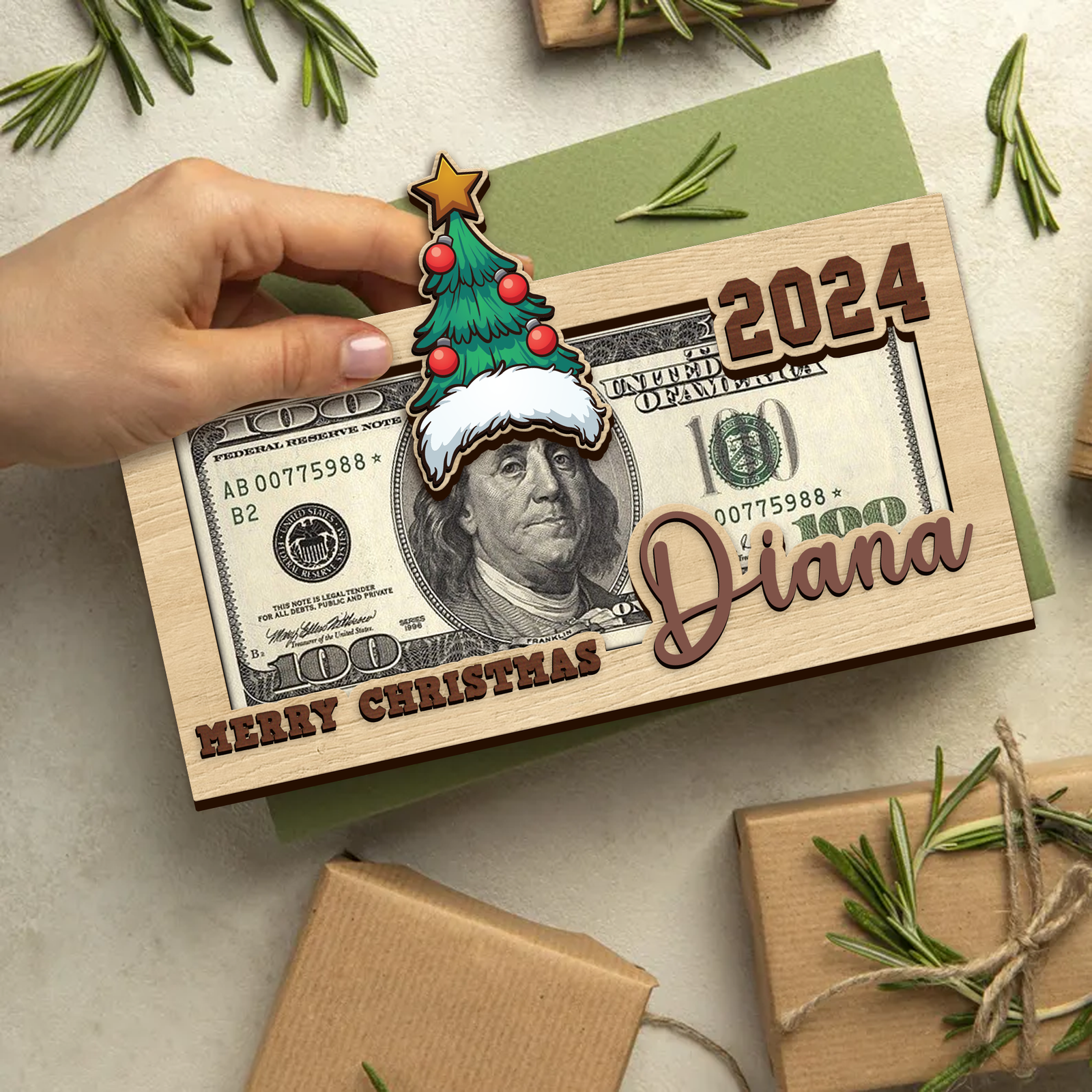 Personalized Christmas Money Holders, Christmas Party Cash Holder Gift, Santa Money Cards MH43 - Kindlytoys