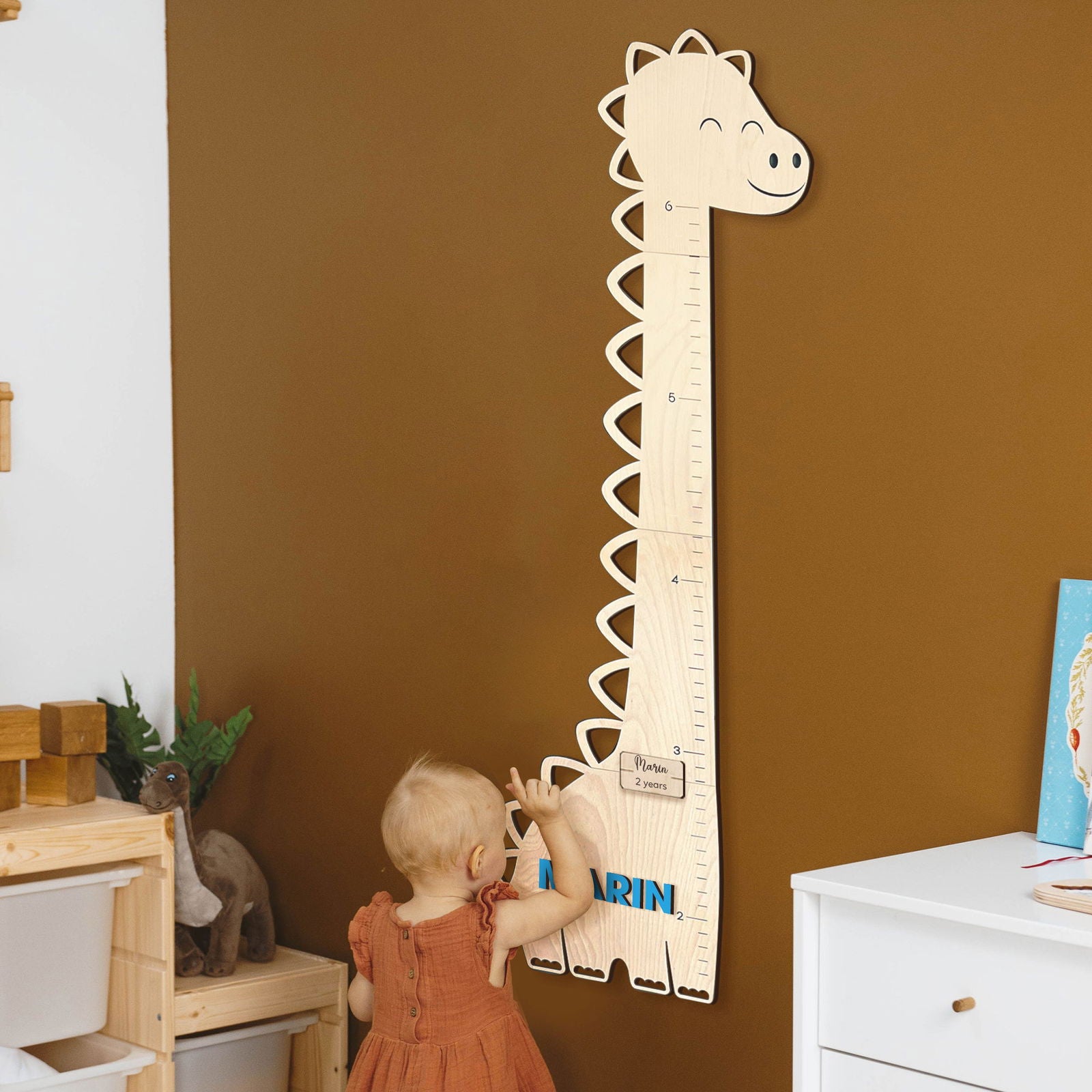 Personalized Cute Giraffe Wooden Growth Chart for Kids GC02 - Kindlytoys