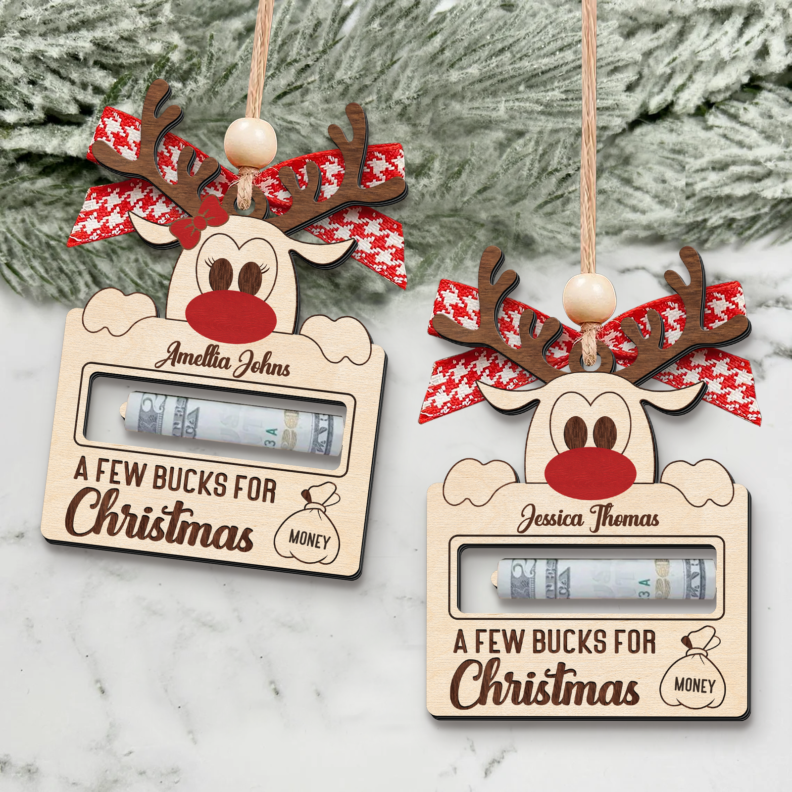 Personalized Cute Reindeer Christmas Money Holder Ornament, Here’s A Few Bucks for Christmas Money Holder Gifts MH50 - Kindlytoys