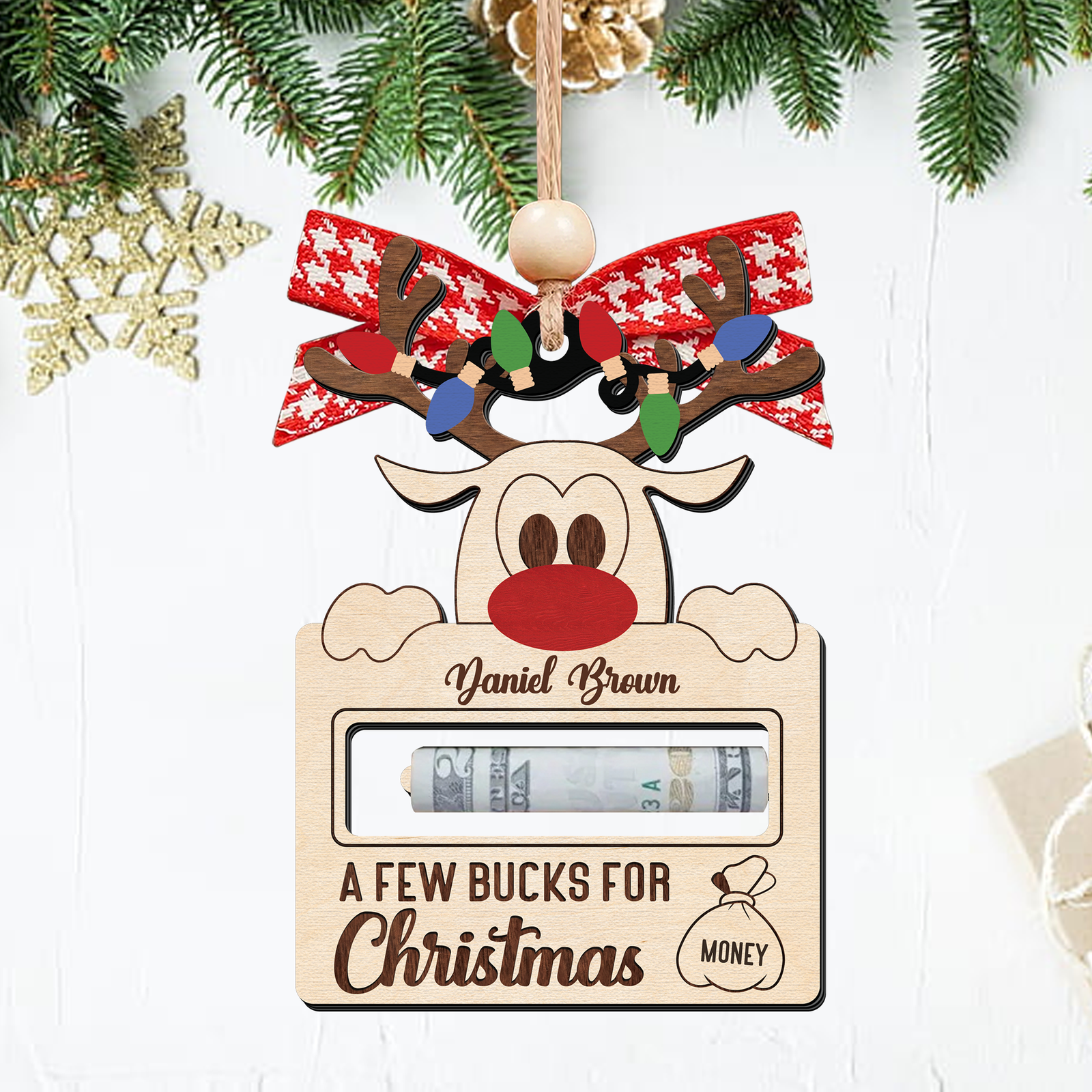 Personalized Cute Reindeer Christmas Money Holder Ornament, Here’s A Few Bucks for Christmas Money Holder Gifts MH50 - Kindlytoys