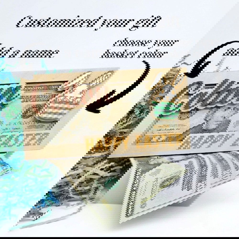 Personalized Easter Bunny Money Holder, Wooden Easter Gifts Idea For Kids MH04 - Kindlytoys