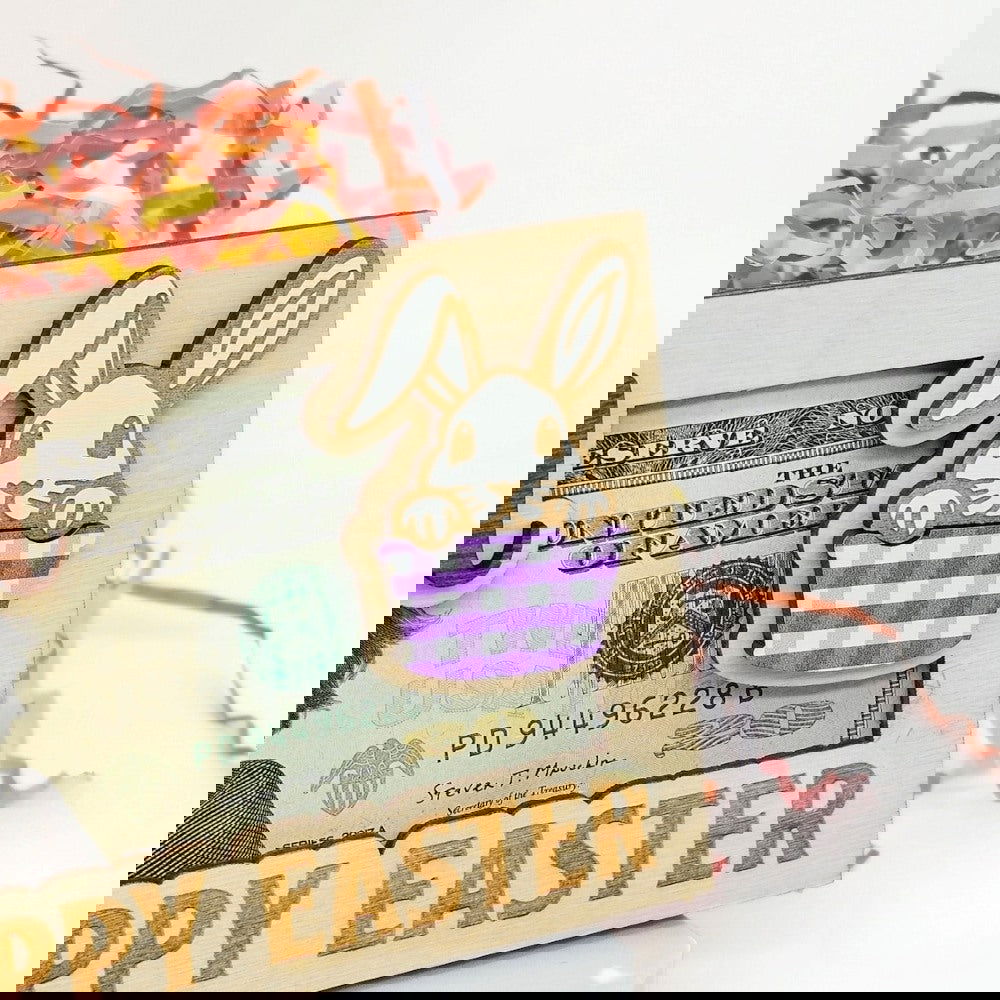 Personalized Easter Bunny Money Holder, Wooden Easter Gifts Idea For Kids MH04 - Kindlytoys