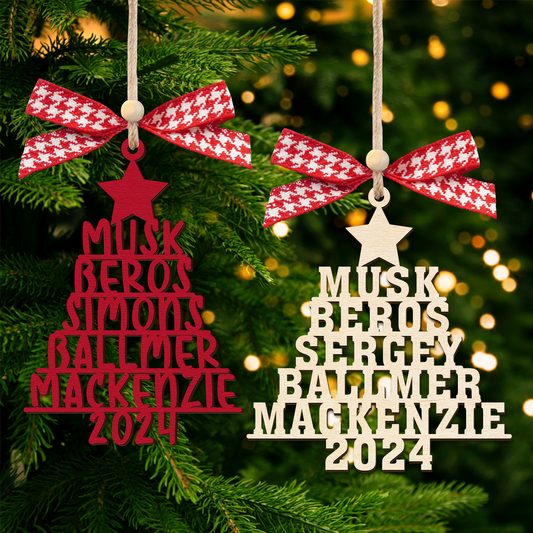 Personalized Family Christmas Ornaments, Family Tree Wooden Ornament For Christmas Decorations CF151 - Kindlytoys