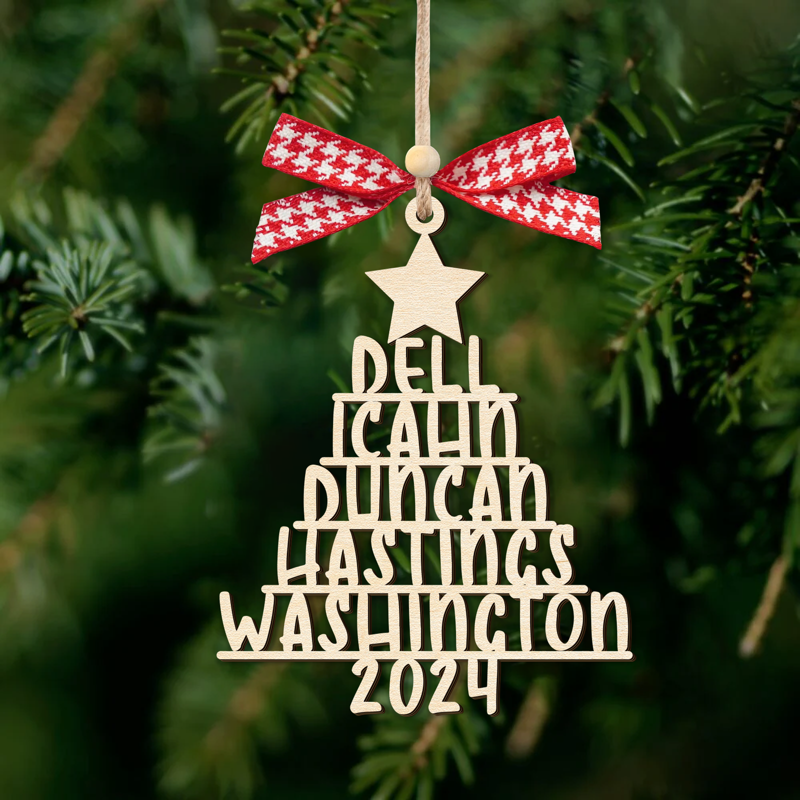 Personalized Family Christmas Ornaments, Family Tree Wooden Ornament For Christmas Decorations CF151 - Kindlytoys