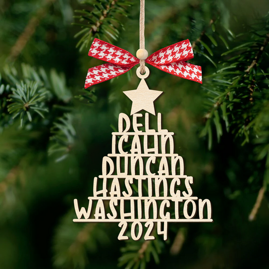 Personalized Family Christmas Ornaments, Family Tree Wooden Ornament For Christmas Decorations CF151 - Kindlytoys