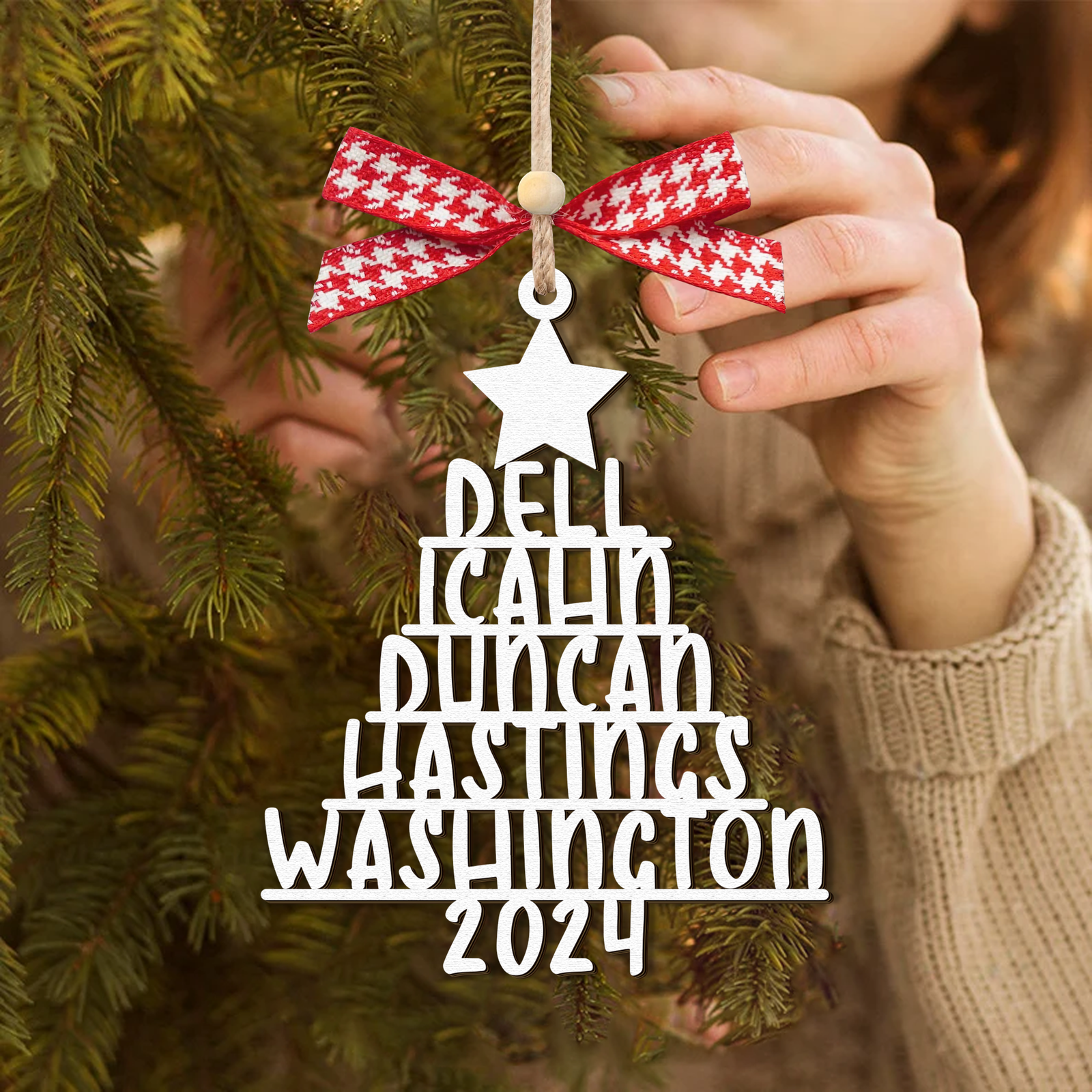 Personalized Family Christmas Ornaments, Family Tree Wooden Ornament For Christmas Decorations CF151 - Kindlytoys