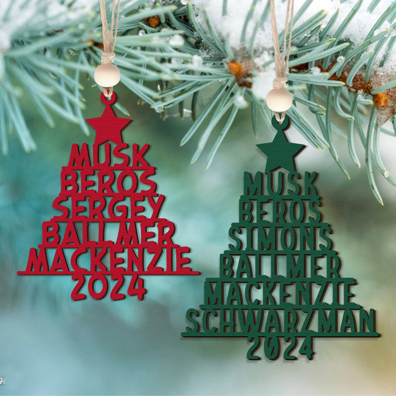 Personalized Family Christmas Ornaments, Family Tree Wooden Ornament For Christmas Decorations CF151 - Kindlytoys