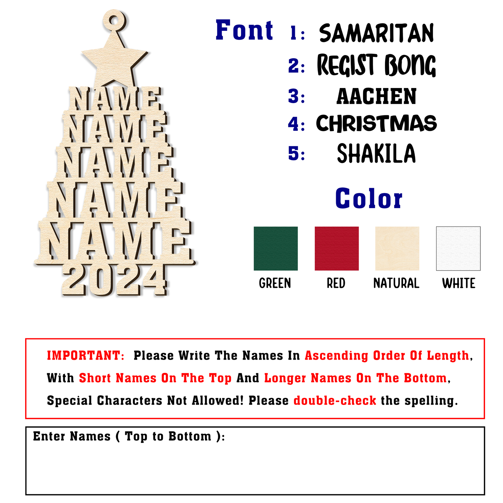 Personalized Family Christmas Ornaments, Family Tree Wooden Ornament For Christmas Decorations CF151 - Kindlytoys