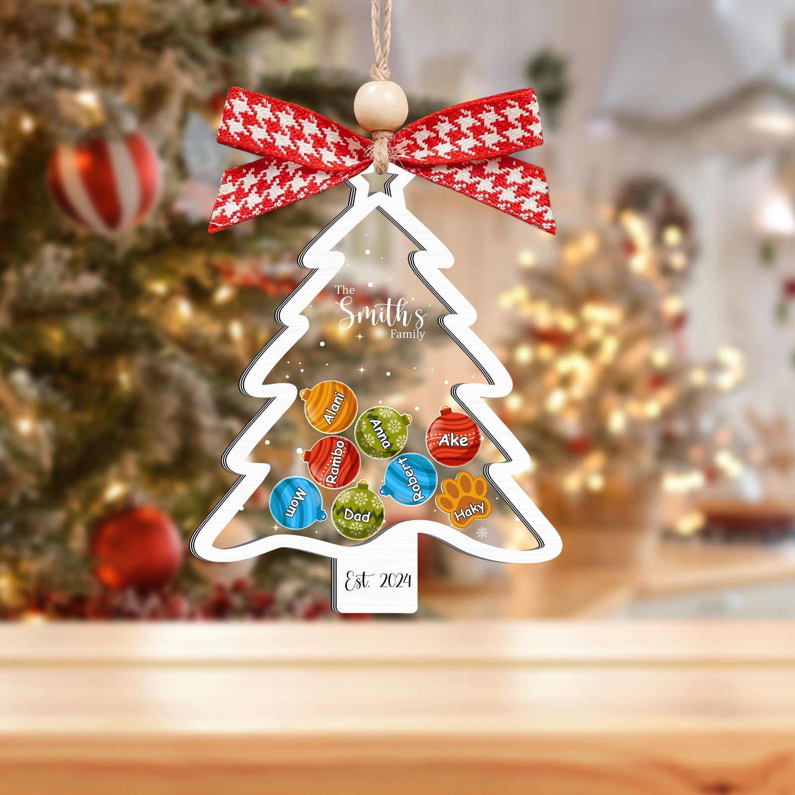 Personalized Family Christmas Tree Ornament, Family Gift 5 Layers Shake Ornament CF109 - Kindlytoys