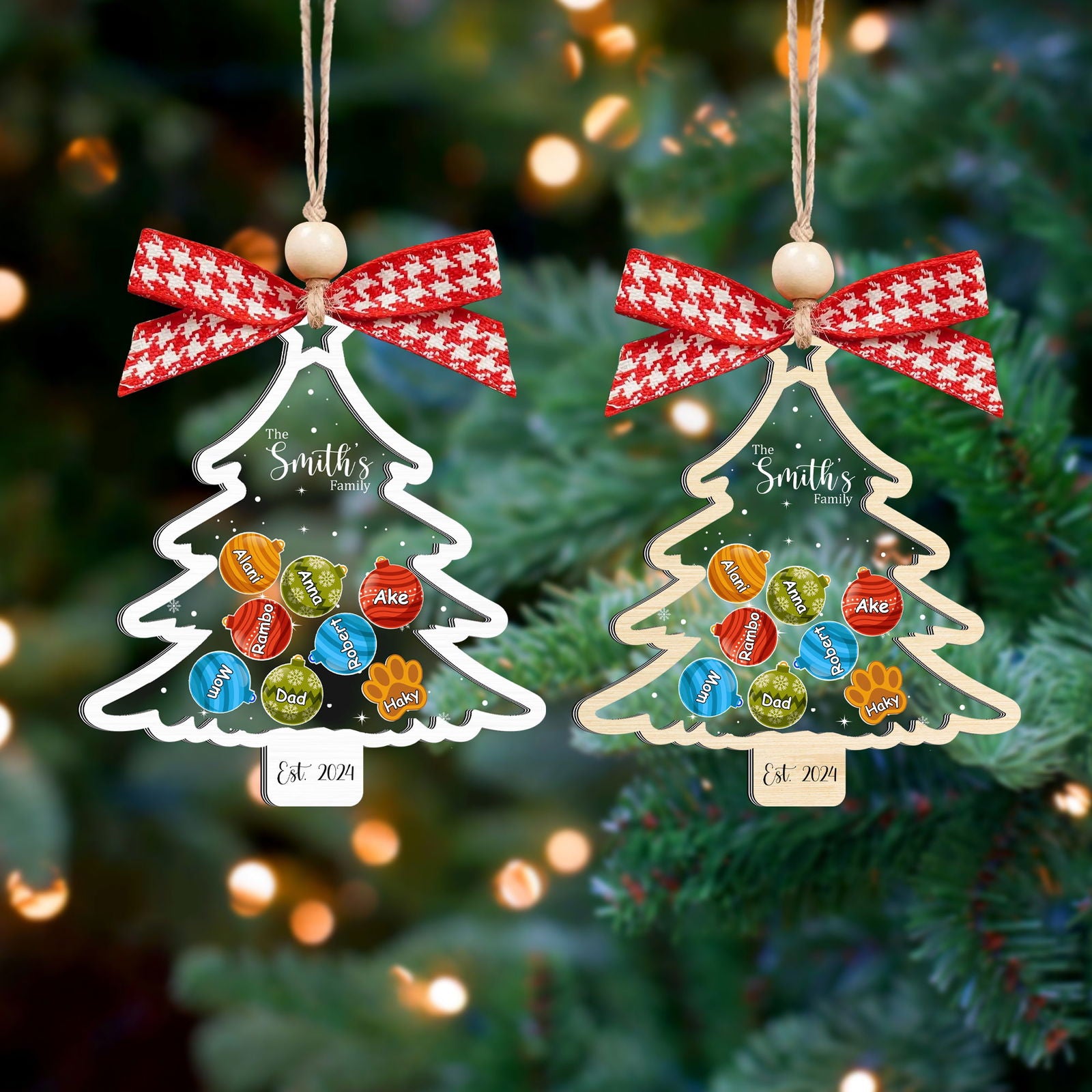 Personalized Family Christmas Tree Ornament, Family Gift 5 Layers Shake Ornament CF109 - Kindlytoys