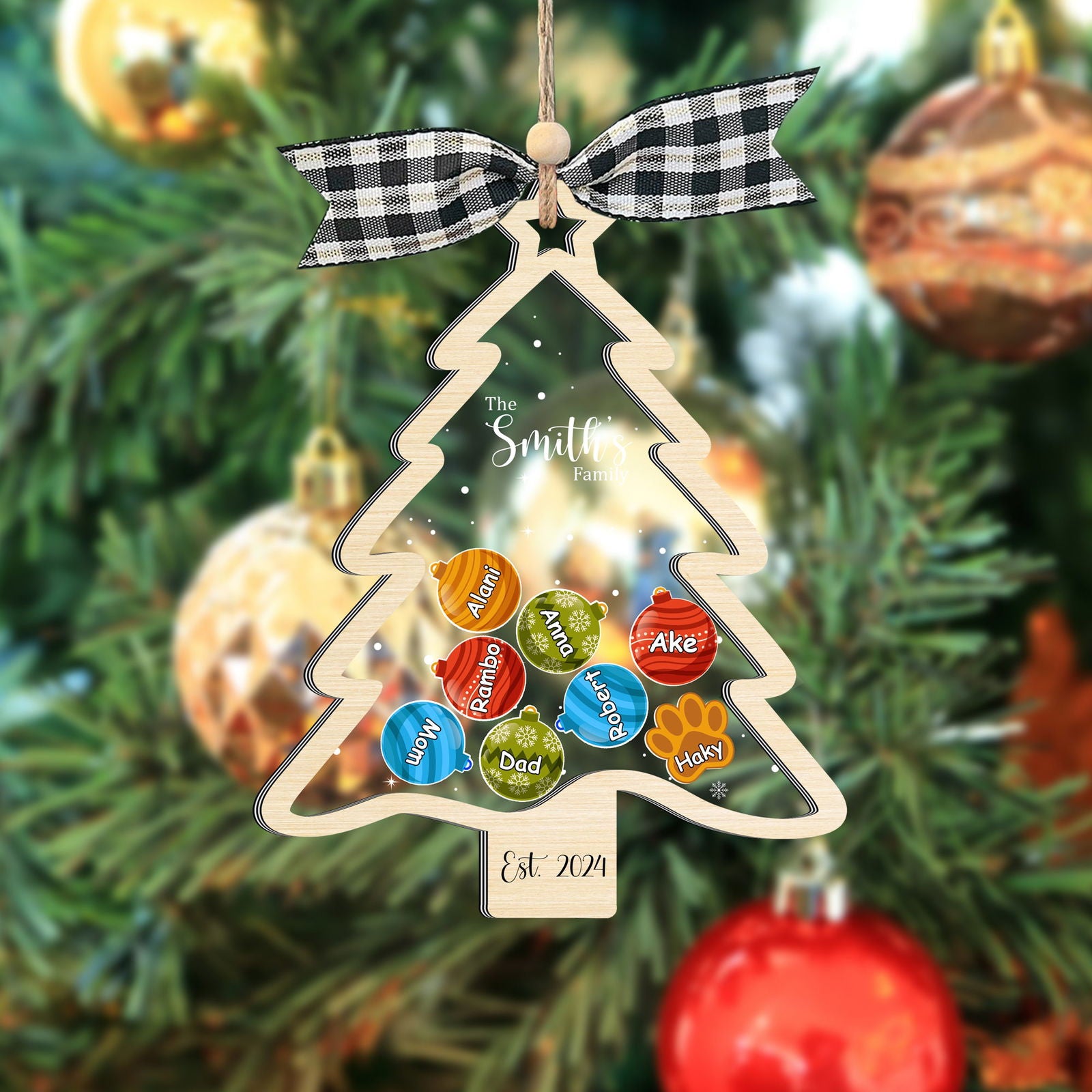 Personalized Family Christmas Tree Ornament, Family Gift 5 Layers Shake Ornament CF109 - Kindlytoys