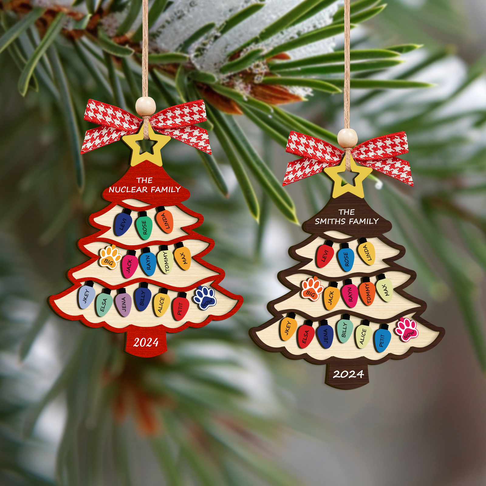 Personalized Family Name Christmas Tree Wooden Ornament, Family Christmas Ornament CF551 - Kindlytoys