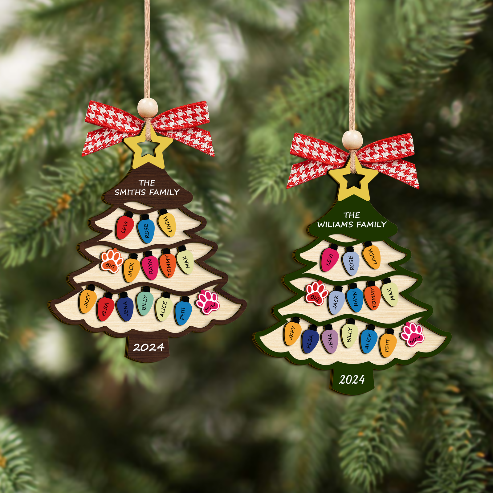 Personalized Family Name Christmas Tree Wooden Ornament, Family Christmas Ornament CF551 - Kindlytoys