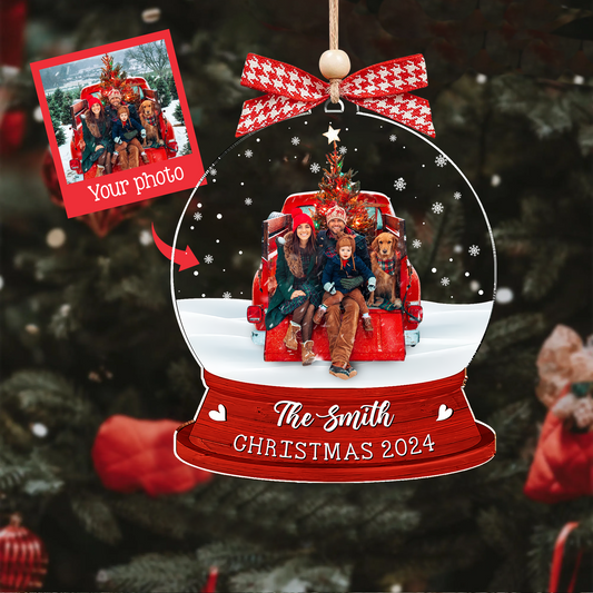 Personalized Family Photo Snow Globe Ornament, Acrylic Photo Ornament CF628 - Kindlytoys