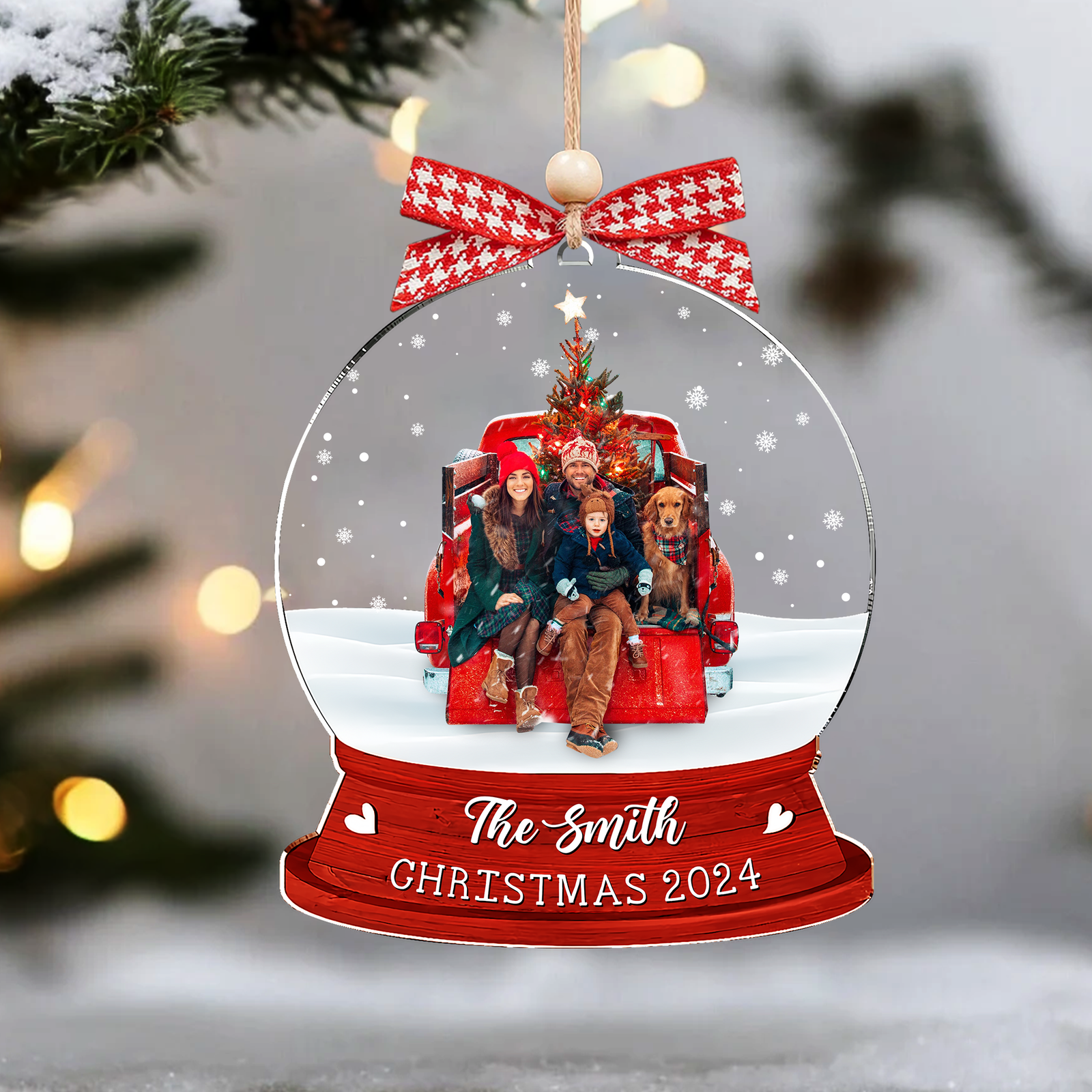 Personalized Family Photo Snow Globe Ornament, Acrylic Photo Ornament CF628 - Kindlytoys