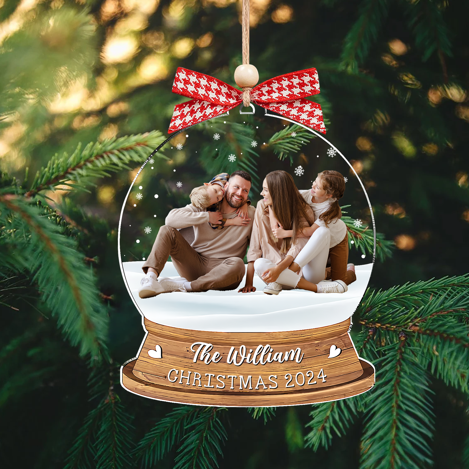Personalized Family Photo Snow Globe Ornament, Acrylic Photo Ornament CF628 - Kindlytoys