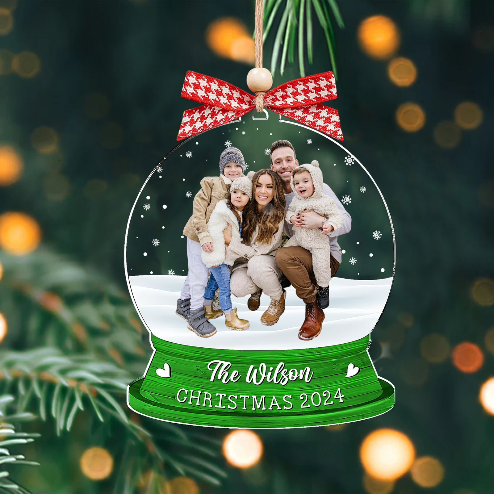 Personalized Family Photo Snow Globe Ornament, Acrylic Photo Ornament CF628 - Kindlytoys