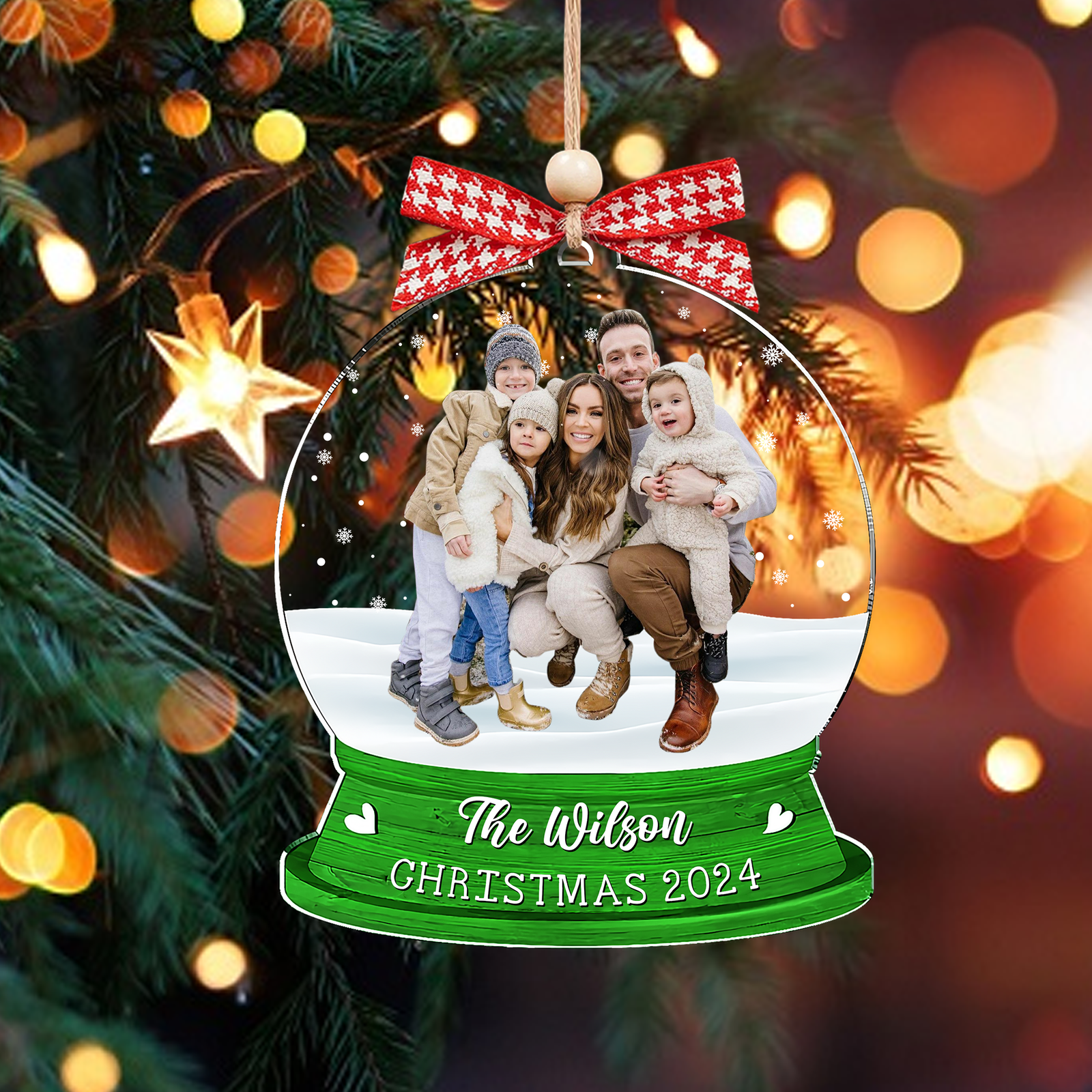 Personalized Family Photo Snow Globe Ornament, Acrylic Photo Ornament CF628 - Kindlytoys
