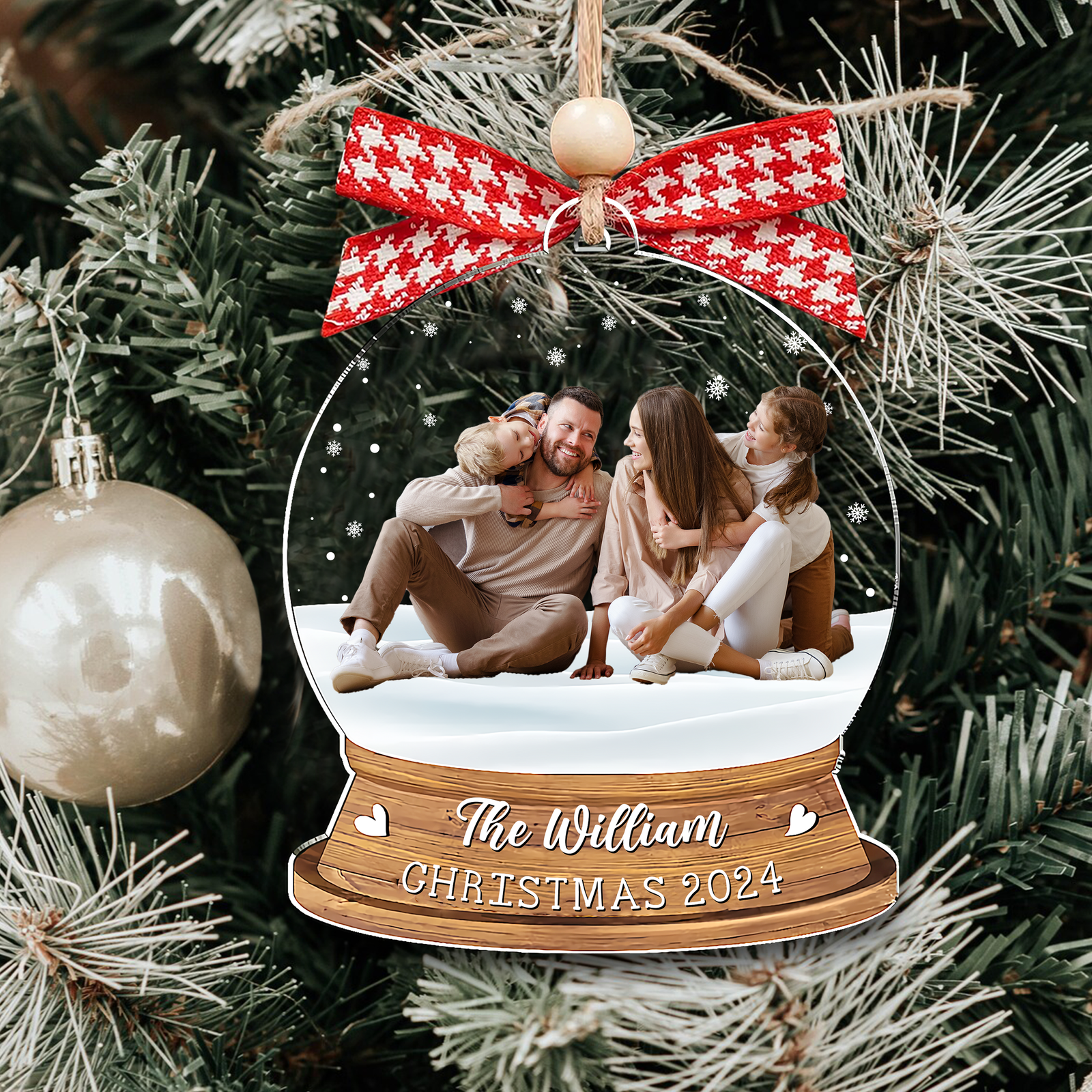 Personalized Family Photo Snow Globe Ornament, Acrylic Photo Ornament CF628 - Kindlytoys