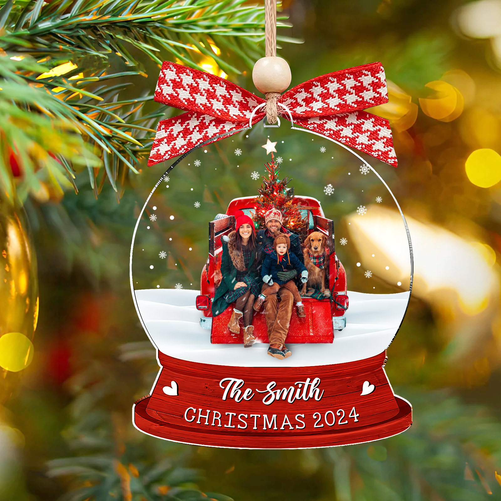 Personalized Family Photo Snow Globe Ornament, Acrylic Photo Ornament CF628 - Kindlytoys