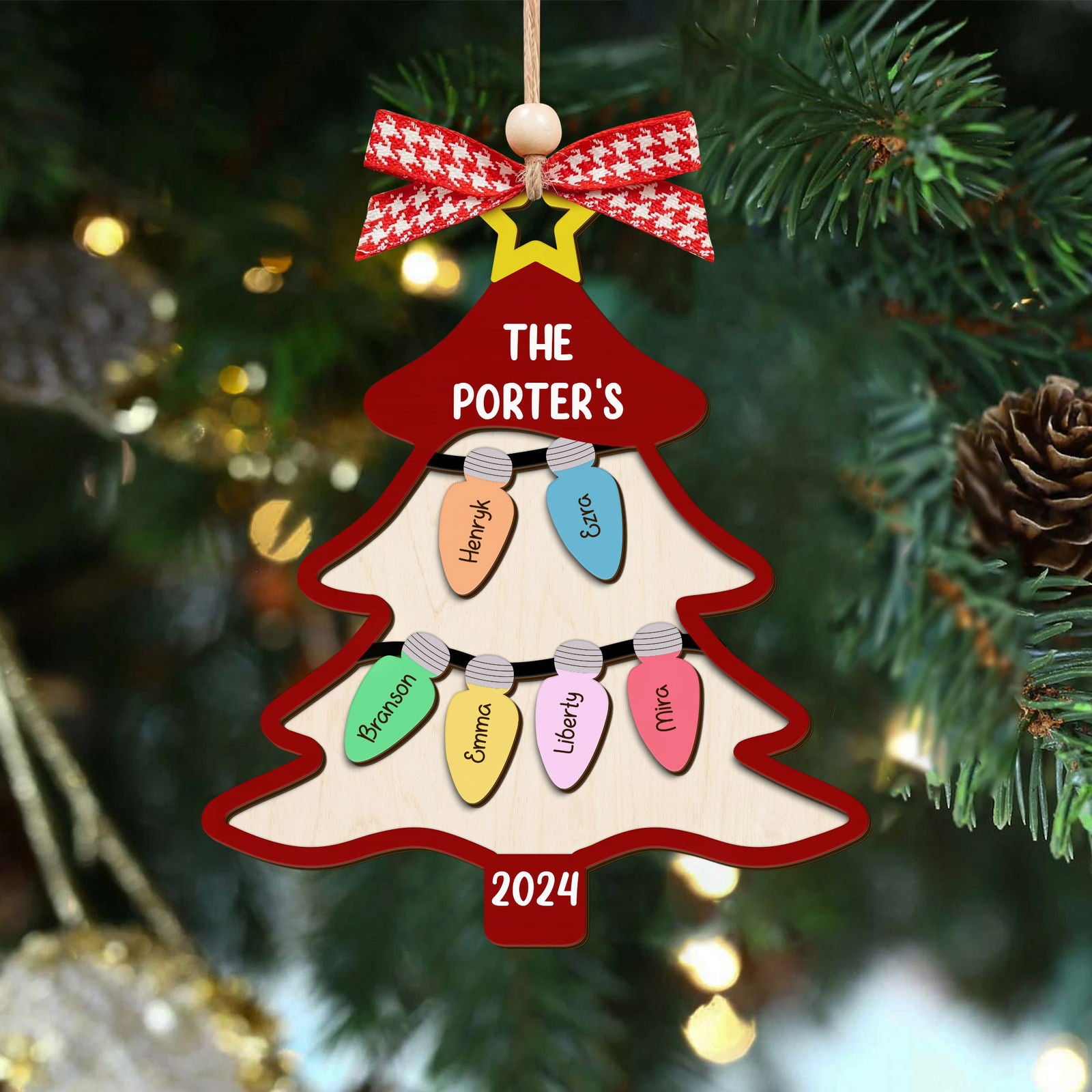 Personalized Family Tree Ornament With Names, Custom Family Christmas Ornament CF319 - Kindlytoys