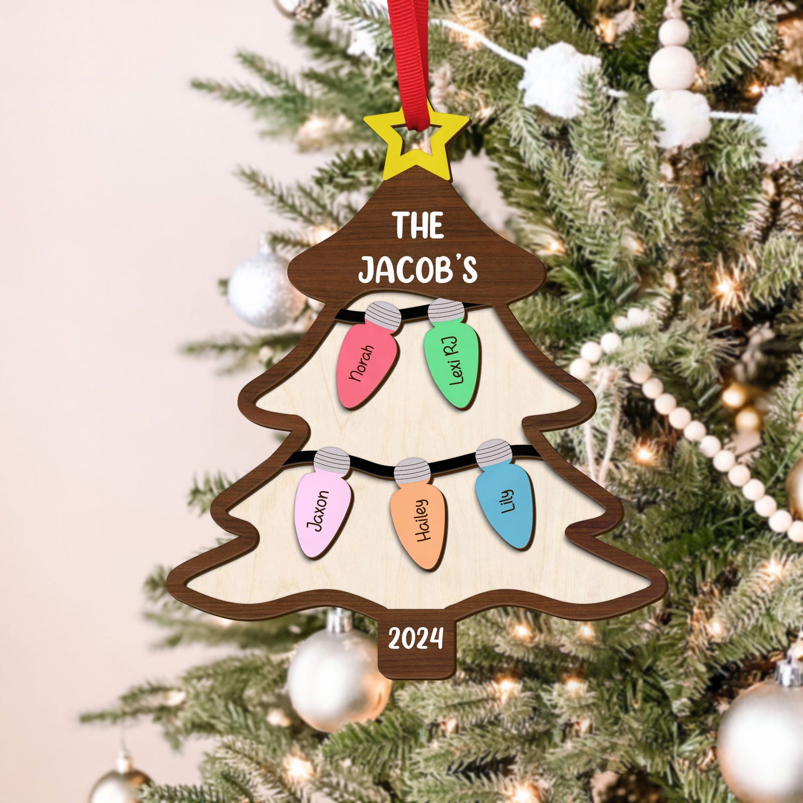 Personalized Family Tree Ornament With Names, Custom Family Christmas Ornament CF319 - Kindlytoys