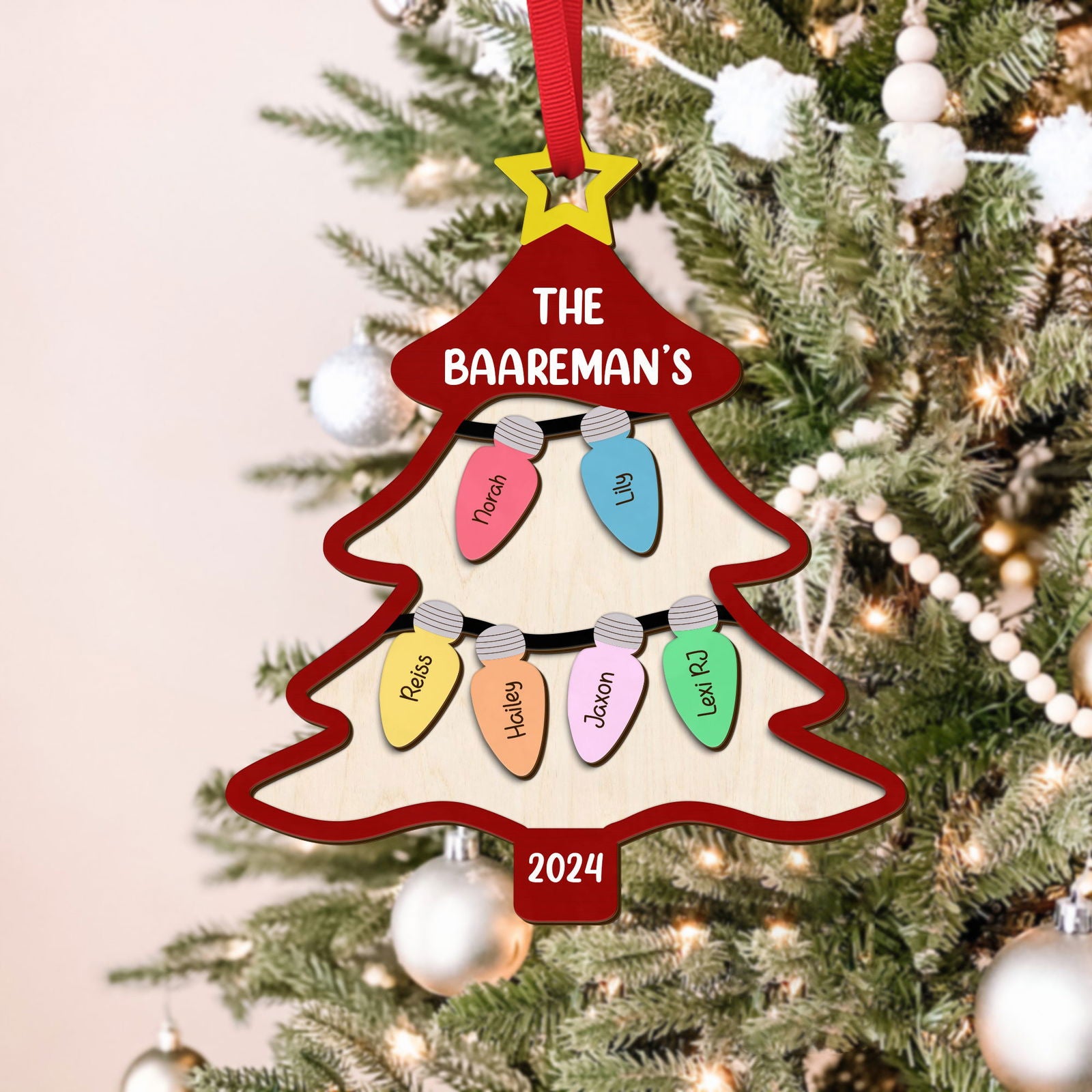 Personalized Family Tree Ornament With Names, Custom Family Christmas Ornament CF319 - Kindlytoys