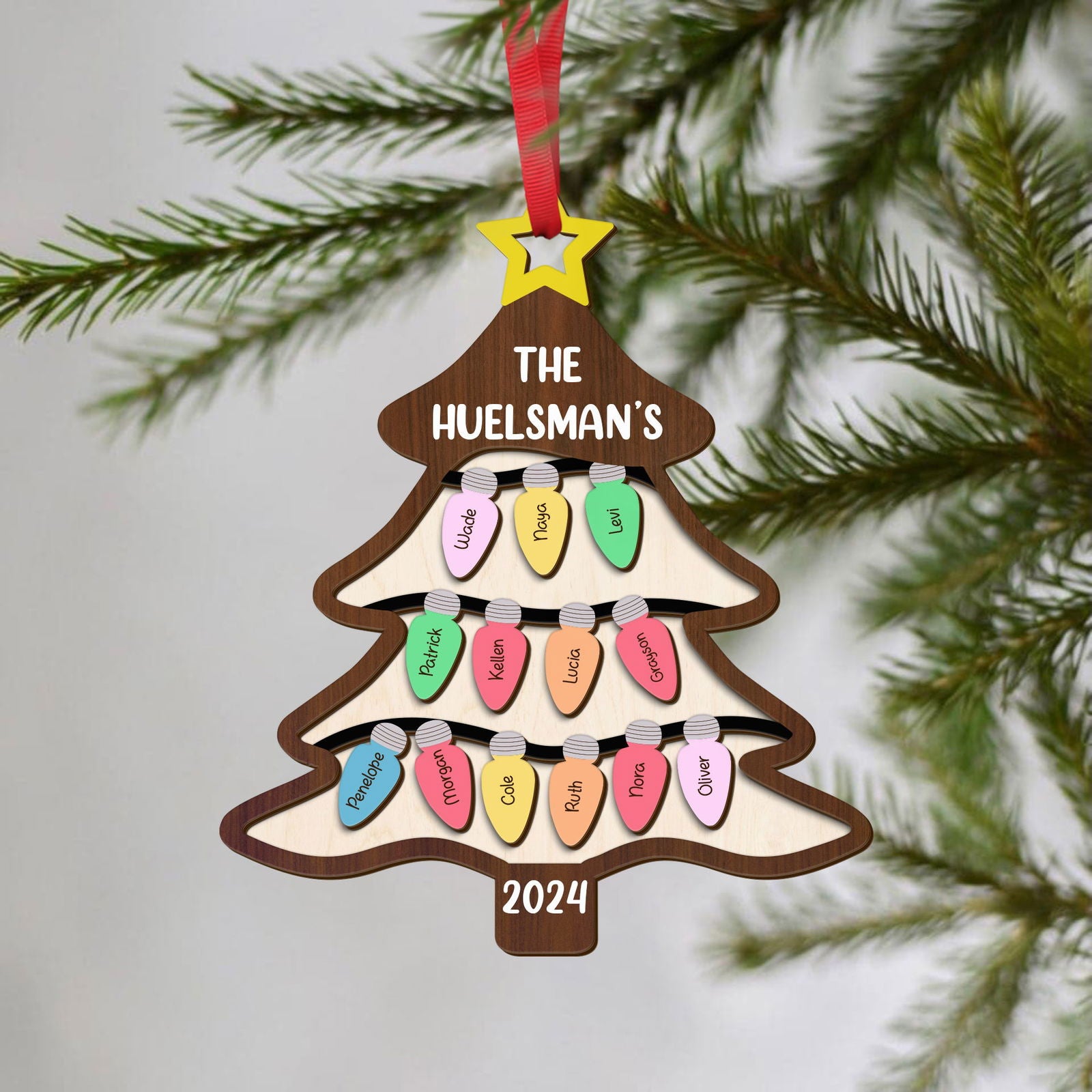 Personalized Family Tree Ornament With Names, Custom Family Christmas Ornament CF319 - Kindlytoys