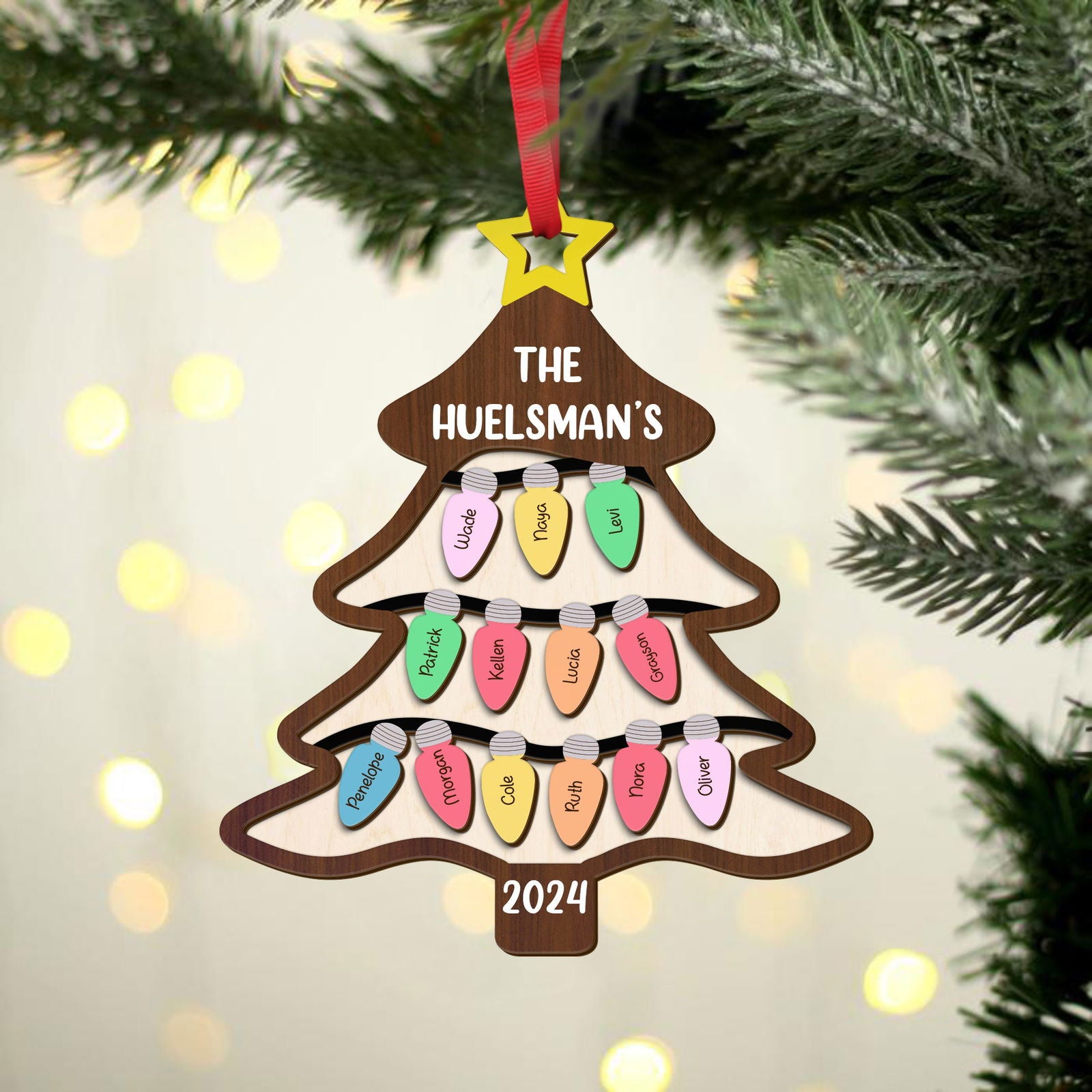 Personalized Family Tree Ornament With Names, Custom Family Christmas Ornament CF319 - Kindlytoys