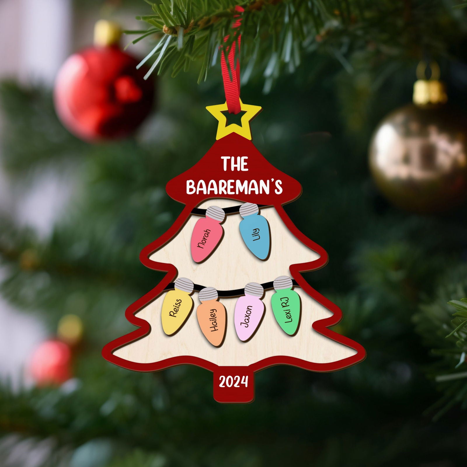Personalized Family Tree Ornament With Names, Custom Family Christmas Ornament CF319 - Kindlytoys