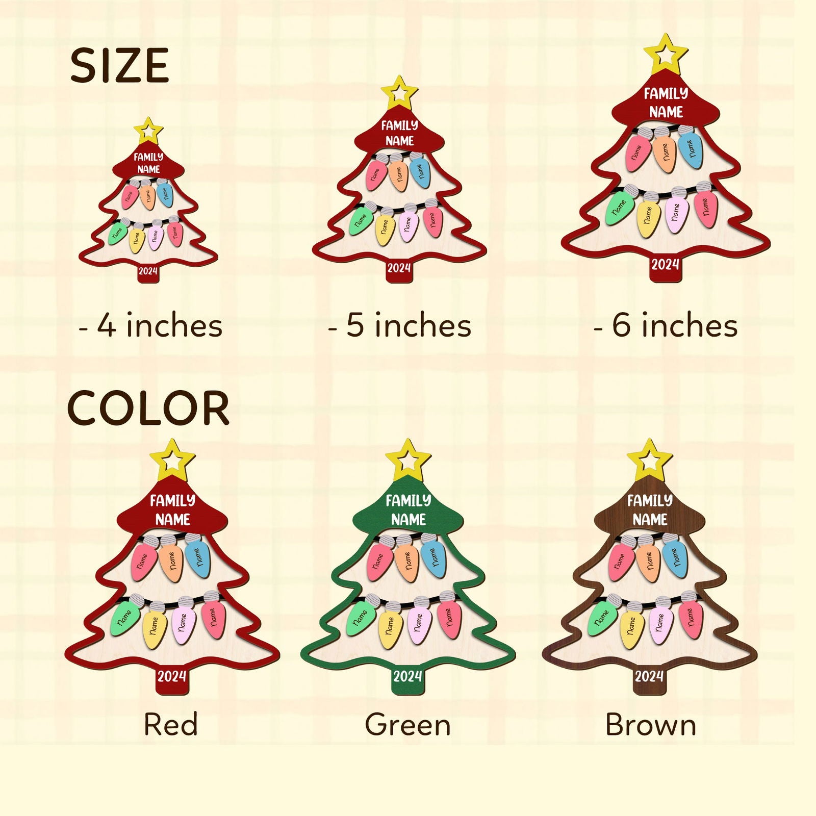 Personalized Family Tree Ornament With Names, Custom Family Christmas Ornament CF319 - Kindlytoys