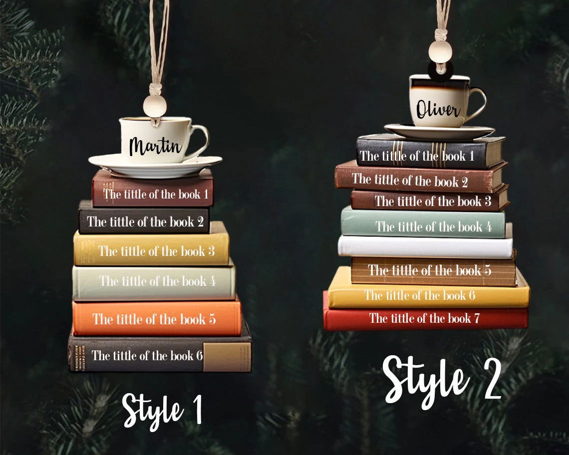 Personalized Flat Christmas Books Stack Ornament, Book Lover Christmas Ornament CF95 - Kindlytoys