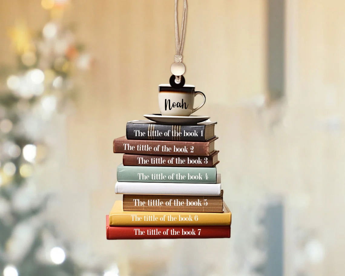 Personalized Flat Christmas Books Stack Ornament, Book Lover Christmas Ornament CF95 - Kindlytoys