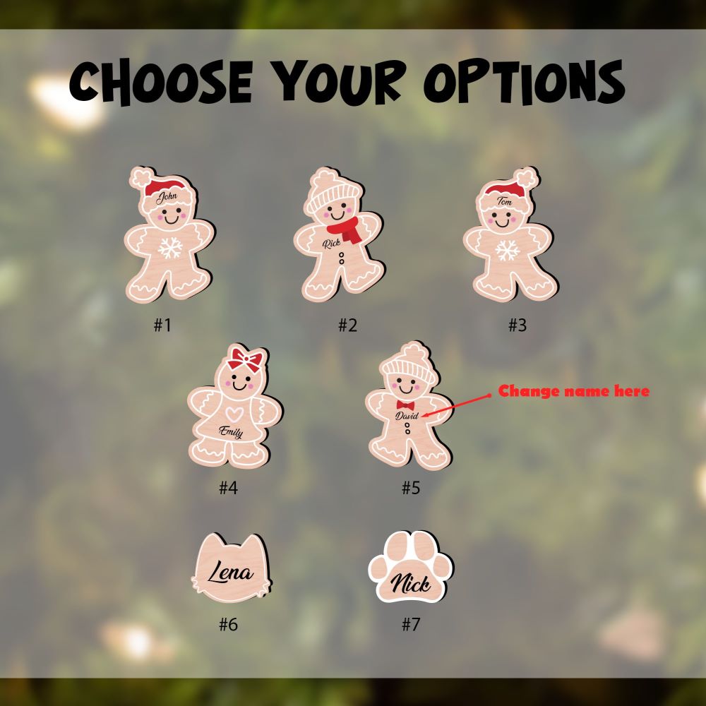 Personalized Gingerbread Christmas Ornament, Cookie Ornament, Custom Family Ornament CF15 - Kindlytoys