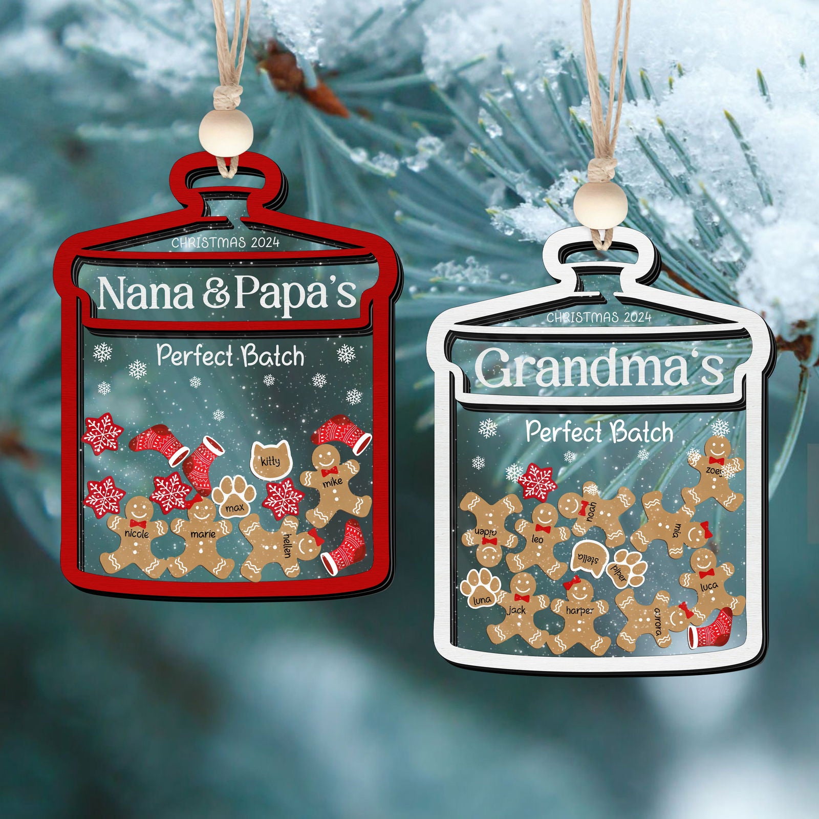 Personalized Grandma Christmas Ornament 2024, personalized family ornaments with pets, Christmas Gift For Grandmother CF70 - Kindlytoys
