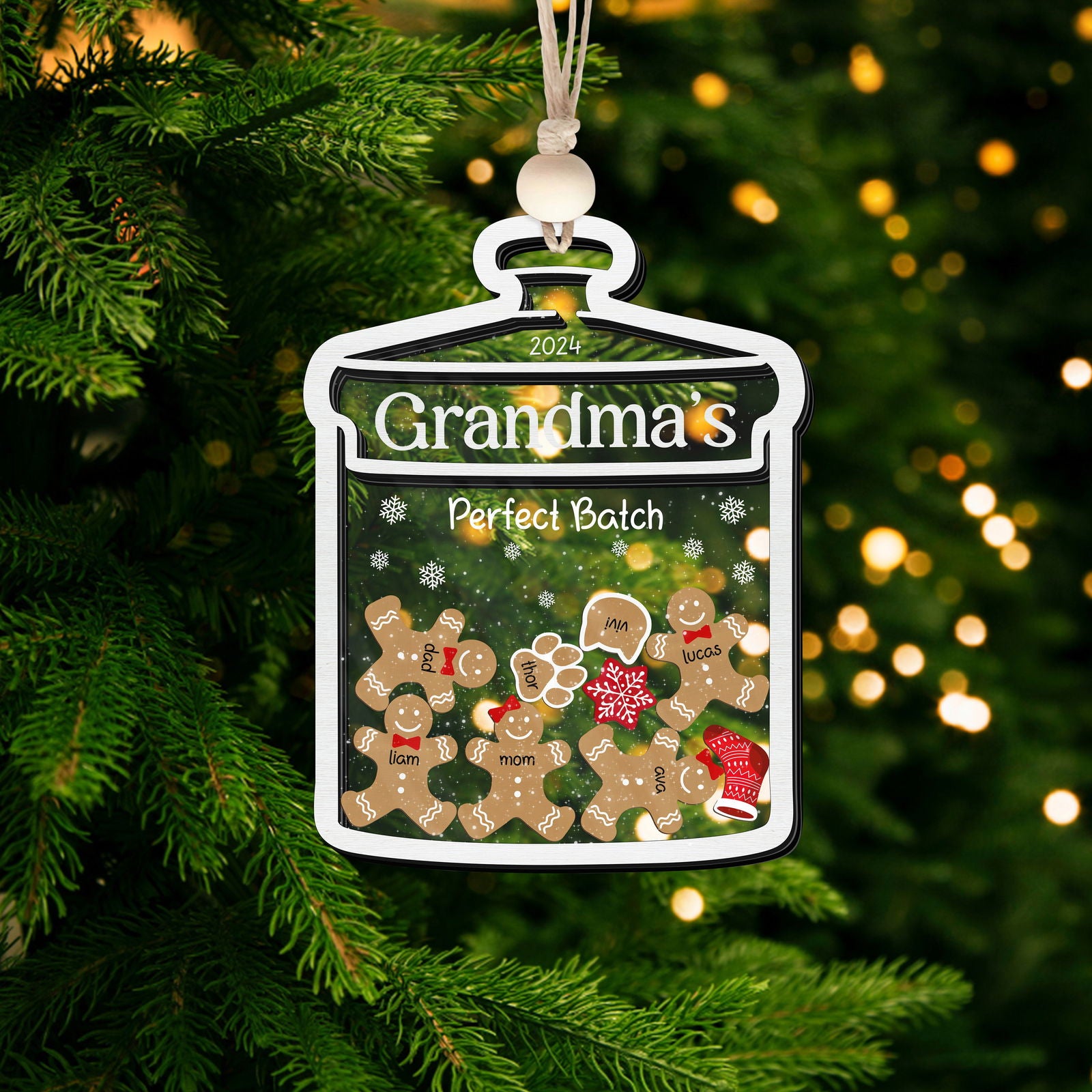 Personalized Grandma Christmas Ornament 2024, personalized family ornaments with pets, Christmas Gift For Grandmother CF70 - Kindlytoys
