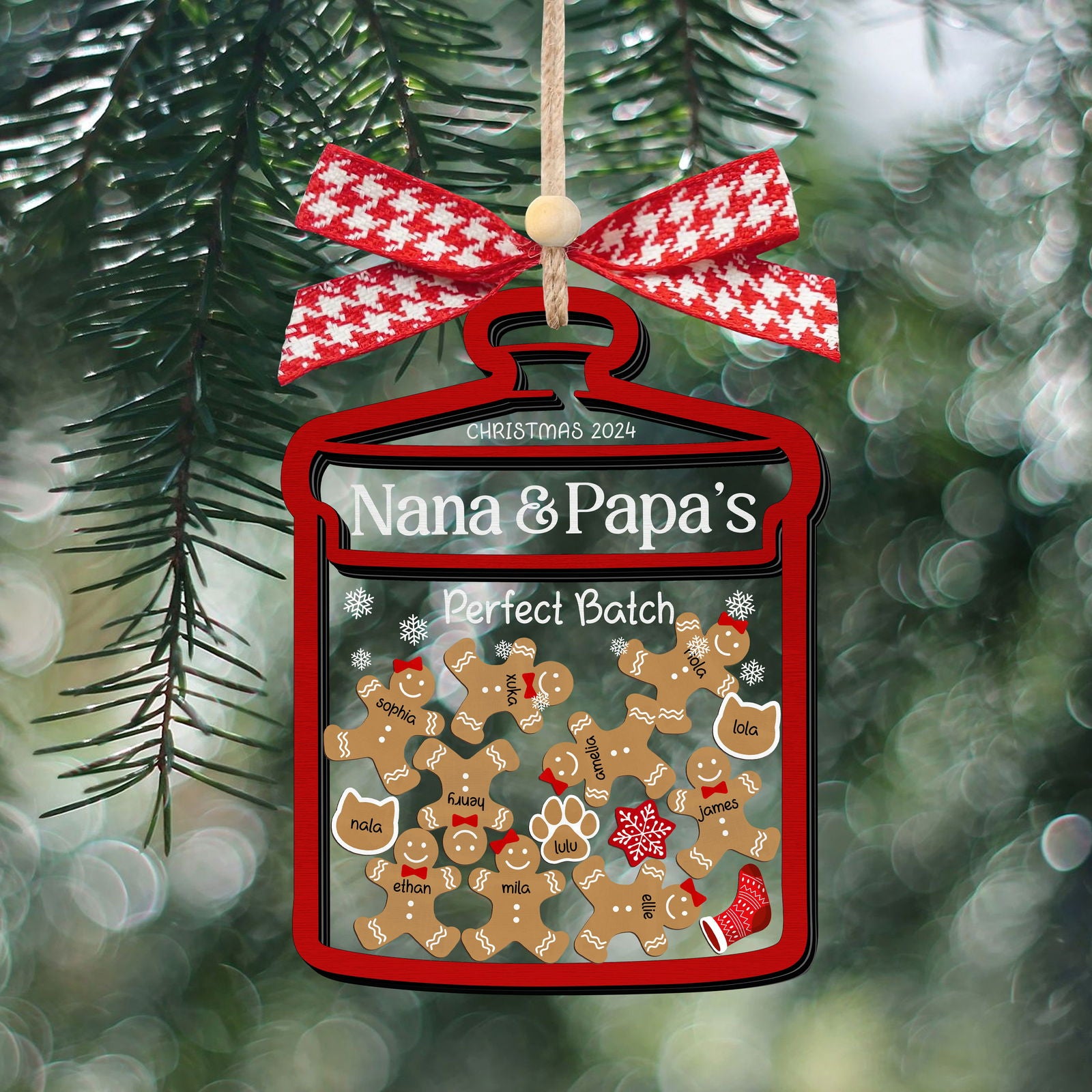Personalized Grandma Christmas Ornament 2024, personalized family ornaments with pets, Christmas Gift For Grandmother CF70 - Kindlytoys