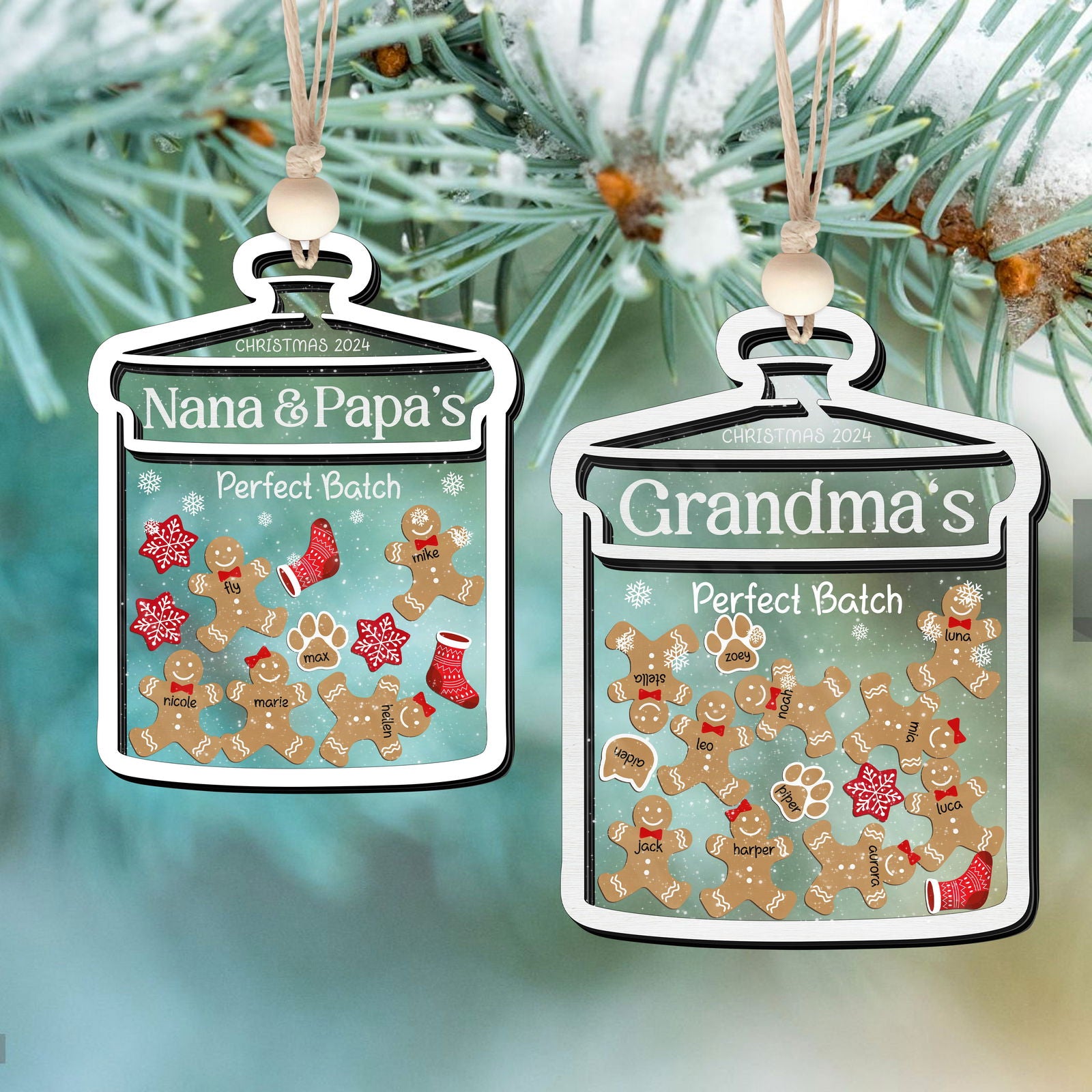 Personalized Grandma Christmas Ornament 2024, personalized family ornaments with pets, Christmas Gift For Grandmother CF70 - Kindlytoys